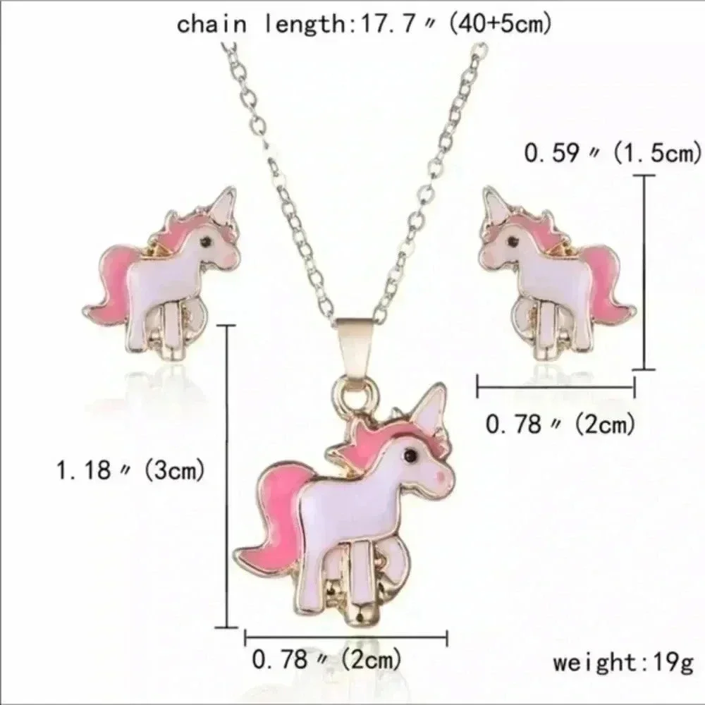 Unicorn Necklace & Earring Set NWT